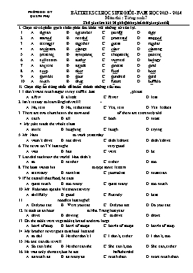 Đề thi khảo sát chất lượng học sinh giỏi môn Tiếng Anh 7 - Năm học 2013-2014 - Phòng GD & ĐT Quỳnh Phụ