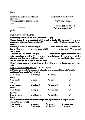 Đề thi olympic môn Tiếng Anh 8 - Trường THCS 