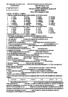 Đề thi thử vào Lớp 10 THPT lần 6 môn Tiếng Anh - Năm học 2016-2017 - Sở GD & ĐT Thanh Hóa