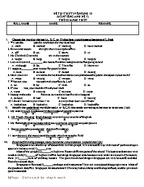 Đề thi thử vào Lớp 10 THPT môn Tiếng Anh - Đề 12 - Sở GD & ĐT Thành phố Hồ Chí Minh