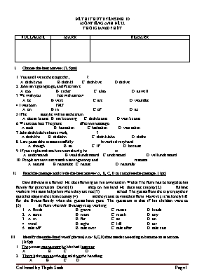 Đề thi thử vào Lớp 10 THPT môn Tiếng Anh - Đề 22 - Sở GD & ĐT Thành phố Hồ Chí Minh