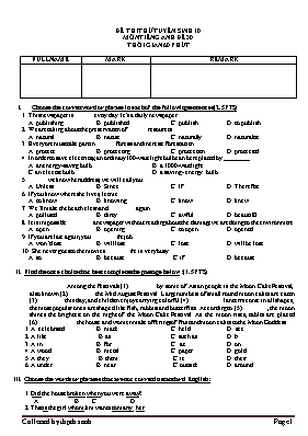 Đề thi thử vào Lớp 10 THPT môn Tiếng Anh - Đề 30 - Sở GD & ĐT Thành phố Hồ Chí Minh