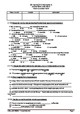 Đề thi thử vào Lớp 10 THPT môn Tiếng Anh - Đề 45
