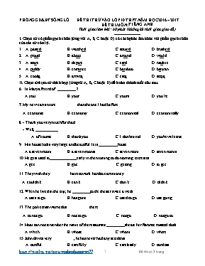 Đề thi thử vào Lớp 10 THPT môn Tiếng Anh - Nă