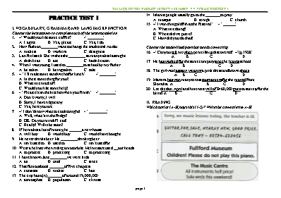 Đề thi thử vào Lớp 10 THPT môn Tiếng Anh tỉnh Hải Dương - Đề 1