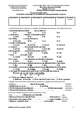 Đề thi tuyển sinh vào Lớp 10 THPT môn Tiếng Anh năm 2009 - Sở GD & ĐT Thành phố Đà Nẵng