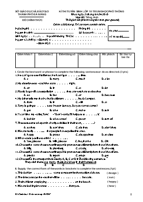 Đề thi tuyển sinh vào Lớp 10 THPT môn Tiếng Anh năm 2010 - Sở GD & ĐT Thành phố Đà Nẵng