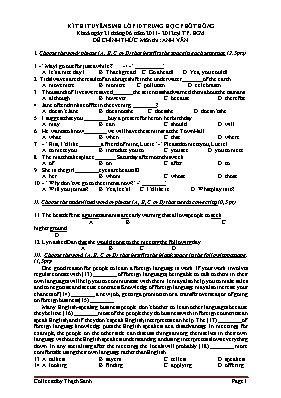 Đề thi tuyển sinh vào Lớp 10 THPT môn Tiếng Anh năm 2011 - Sở GD & ĐT Thành phố Hồ Chí Minh