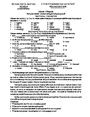 Đề thi tuyển sinh vào Lớp 10 THPT môn Tiếng Anh - Năm học 2017-2018 - Sở GD & ĐT Nghệ An