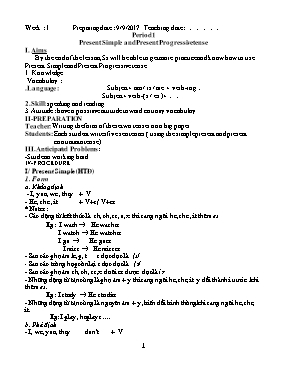 Giáo án Bồi dưỡng học sinh giỏi môn Tiếng Anh Lớp 7 - Tuần 1 - Năm học 2017-2018
