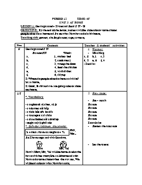 Giáo án Tiếng Anh 8 - Tiết 12 (Bản đẹp 3 cột)