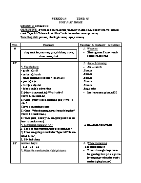 Giáo án Tiếng Anh 8 - Tiết 14 (Bản đẹp 3 cột)