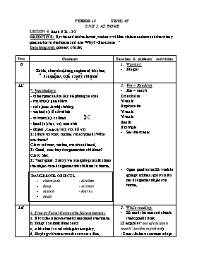 Giáo án Tiếng Anh 8 - Tiết 15 (Bản đẹp 3 cột)