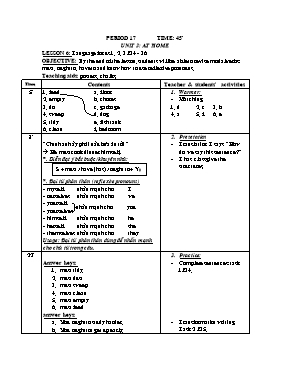 Giáo án Tiếng Anh 8 - Tiết 17 (Bản đẹp 3 cột)