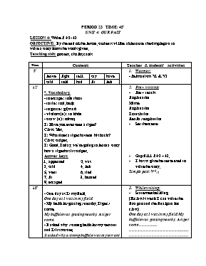 Giáo án Tiếng Anh 8 - Tiết 23 (Bản đẹp 3 cột)