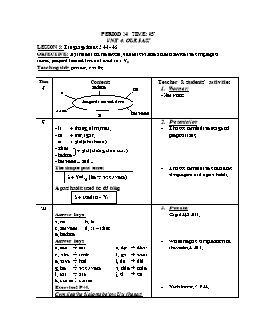 Giáo án Tiếng Anh 8 - Tiết 24 (Bản đẹp 3 cột)