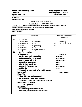 Giáo án Tiếng Anh 8 - Tiết 28+29 - Năm học 2012-2013 - Nguyễn Bảo Toàn