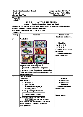 Giáo án Tiếng Anh 8 - Tiết 39 - Năm học 2012-2013 - Nguyễn Bảo Toàn
