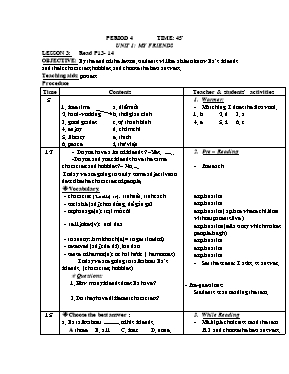Giáo án Tiếng Anh 8 - Tiết 4 (3 cột)