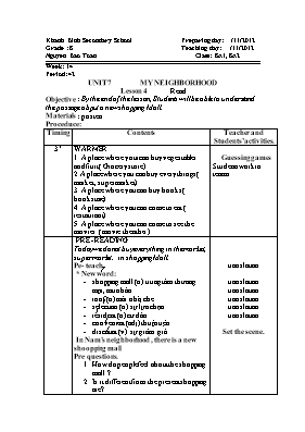 Giáo án Tiếng Anh 8 - Tiết 42 - Năm học 2012-2013 - Nguyễn Bảo Toàn