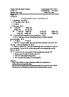 Giáo án Tiếng Anh 8 - Tiết 45 - Năm học 2012-2013 - Nguyễn Bảo Toàn