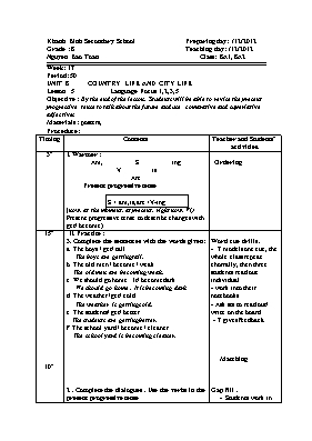 Giáo án Tiếng Anh 8 - Tiết 50 - Năm học 2012-2013 - Nguyễn Bảo Toàn