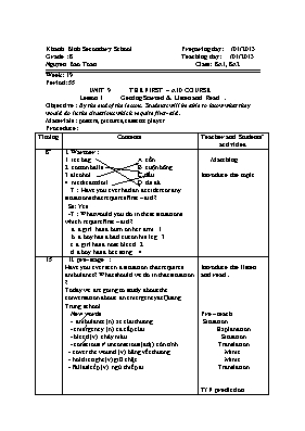Giáo án Tiếng Anh 8 - Tiết 55 - Năm học 2012-2013 - Nguyễn Bảo Toàn