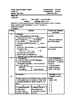 Giáo án Tiếng Anh 8 - Tiết 60 - Năm học 2012-2013 - Nguyễn Bảo Toàn