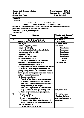 Giáo án Tiếng Anh 8 - Tiết 61 - Năm học 2012-2013 - Nguyễn Bảo Toàn