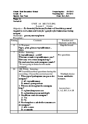 Giáo án Tiếng Anh 8 - Tiết 63 - Năm học 2012-2013 - Nguyễn Bảo Toàn