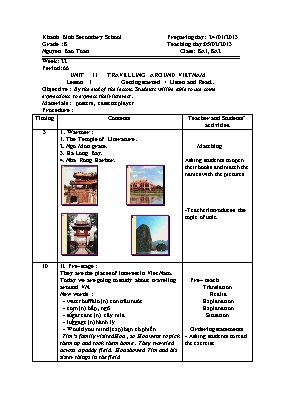 Giáo án Tiếng Anh 8 - Tiết 67 - Năm học 2012-2013 - Nguyễn Bảo Toàn
