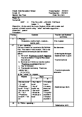 Giáo án Tiếng Anh 8 - Tiết 68 - Năm học 2012-2013 - Nguyễn Bảo Toàn