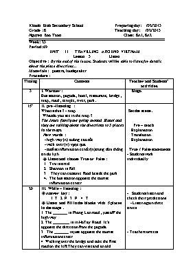 Giáo án Tiếng Anh 8 - Tiết 69 - Năm học 2012-2013 - Nguyễn Bảo Toàn