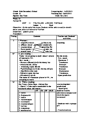 Giáo án Tiếng Anh 8 - Tiết 70 - Năm học 2012-2013 - Nguyễn Bảo Toàn