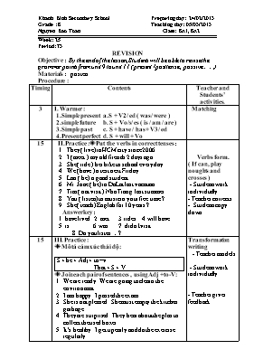 Giáo án Tiếng Anh 8 - Tiết 73 - Năm học 2012-2013 - Nguyễn Bảo Toàn