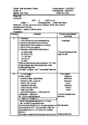 Giáo án Tiếng Anh 8 - Tiết 82 - Năm học 2012-2013 - Nguyễn Bảo Toàn