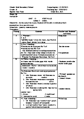 Giáo án Tiếng Anh 8 - Tiết 84 - Năm học 2012-2013 - Nguyễn Bảo Toàn