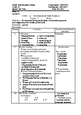 Giáo án Tiếng Anh 8 - Tiết 91 - Năm học 2012-2013 - Nguyễn Bảo Toàn