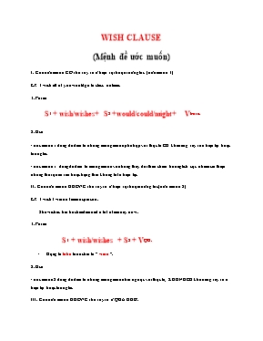 Lý thuyết và bài tập Wish clause (Mệnh đề ước muốn)
