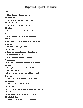 Reported speech exercises